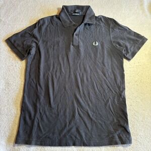 Fred Perry M3 Polo Shirt Mens 40 Charcoal Gray Short Sleeve Made in England Logo